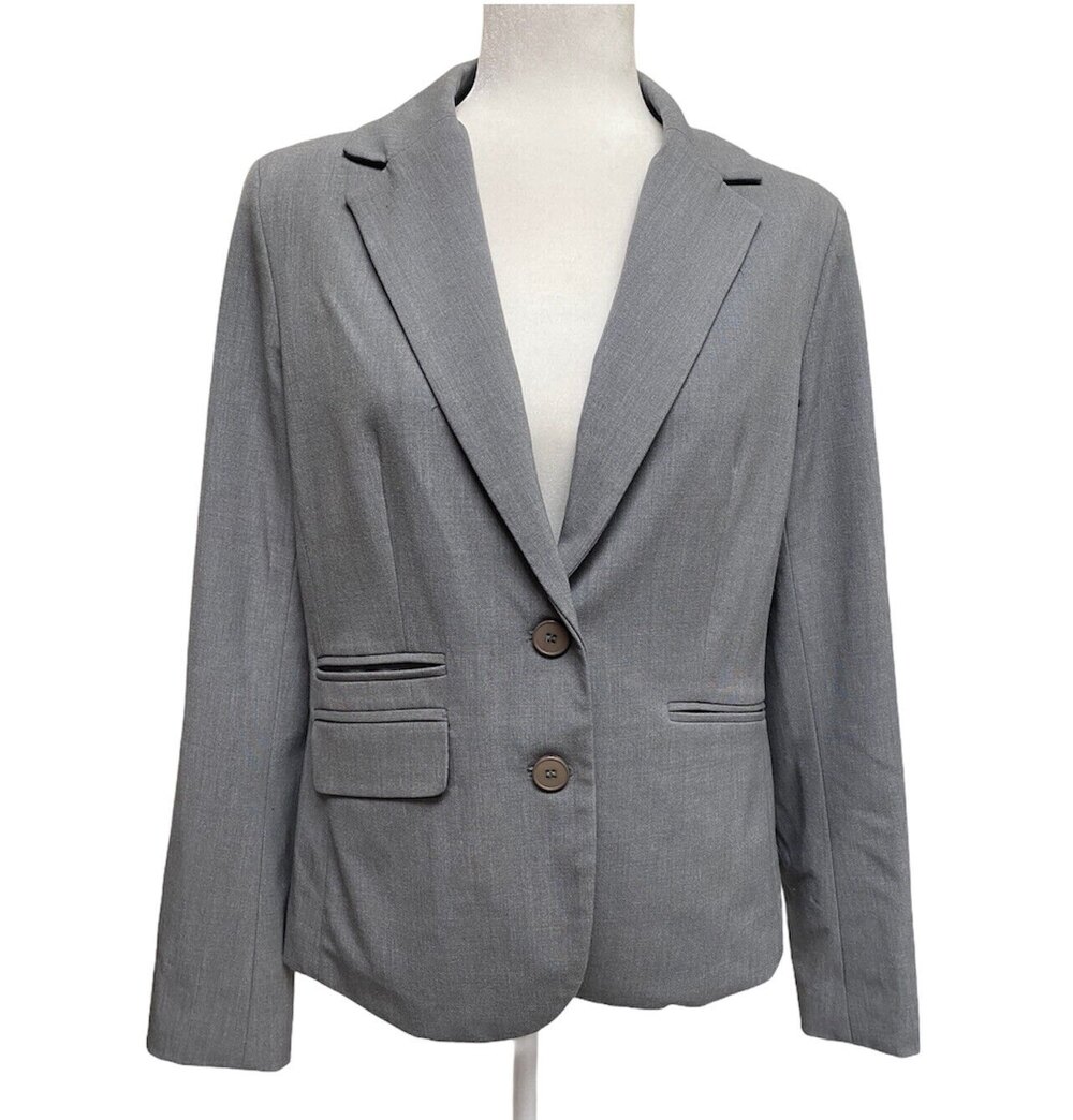 Office Siren Gray Stretch Blazer NY&Co Size 10 Career Preppy Academia Jacket